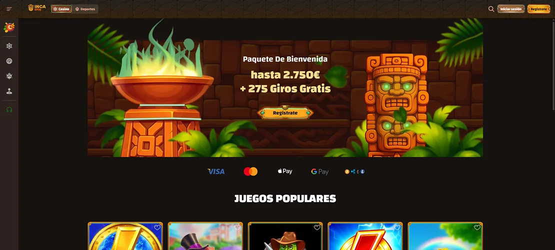Captura de Incaspin: giros gratis y tragamonedas en modo demo