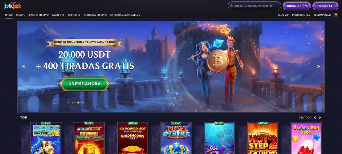 Captura de LolaJack: deportes y programa VIP por niveles