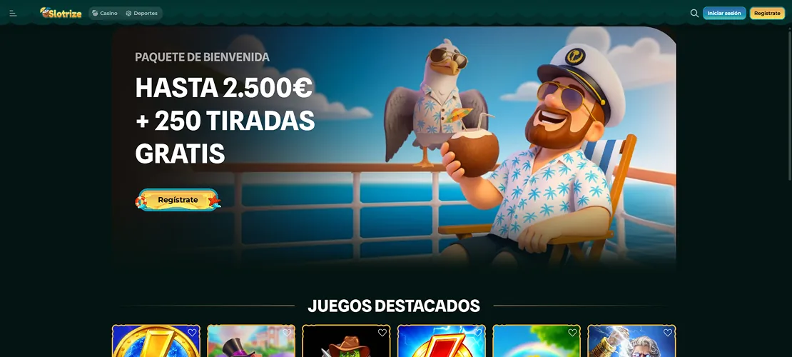 Captura de Slotrize: tragaperras y seguridad de la cuenta